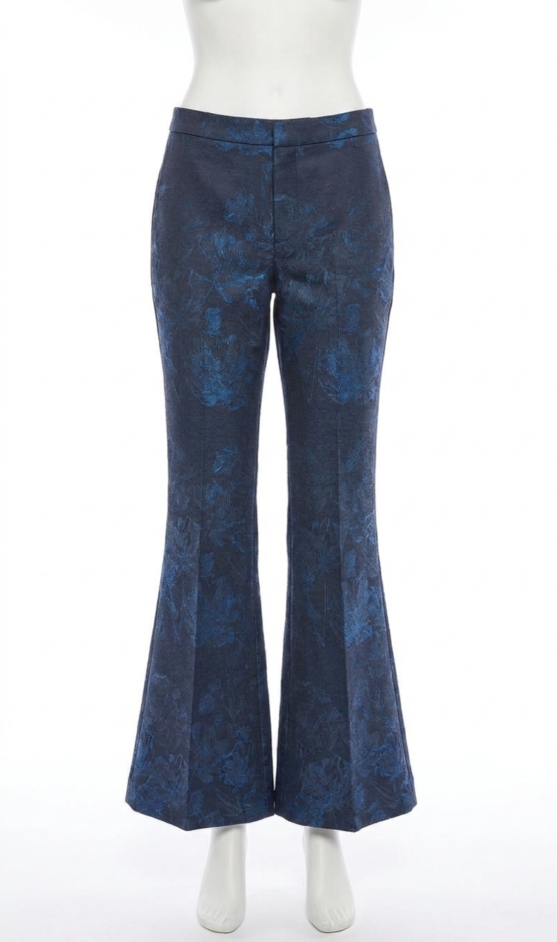NEW GILNER FARRAR women's ariel pants in blue floral jacquard
